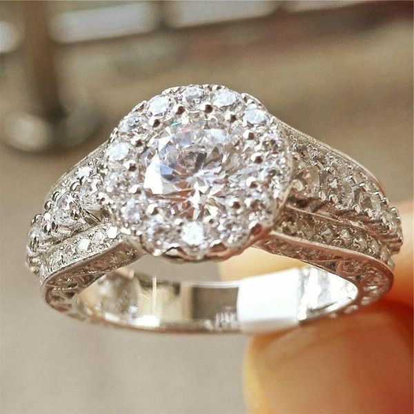 wedding rings caoshi aesthetic eternity ring women dazzling cz dainty female fancy jewelry for ceremony exquisite design accessories, Slivery;golden